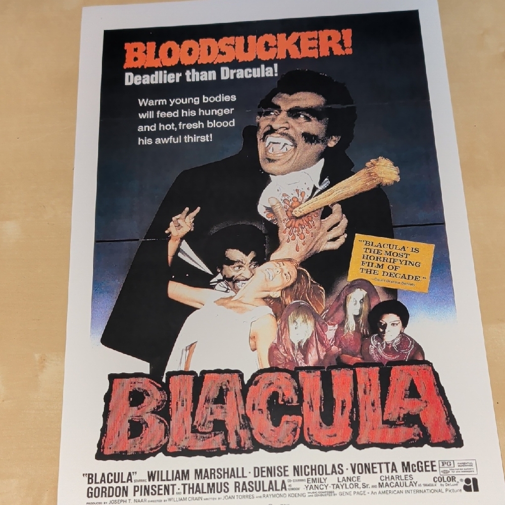 Vintage Blacula Movie Poster - Red and Black